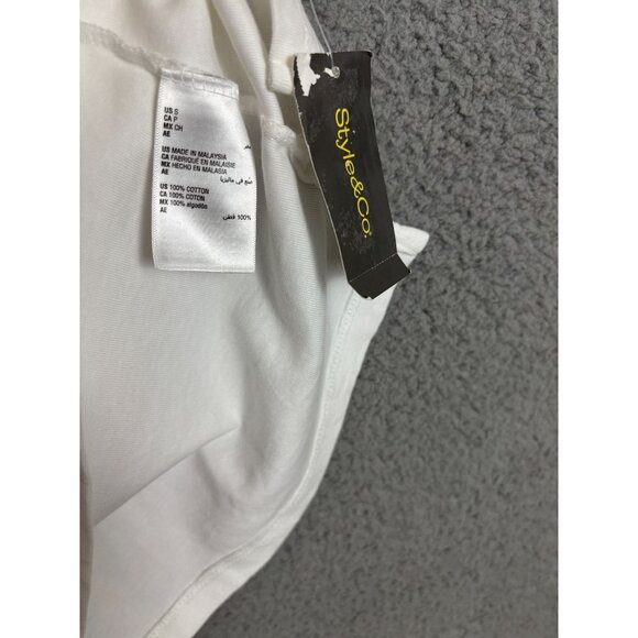 Style & Co Women's Elbow Tee Small Bright White 100% Cotton New With Tag's. - Picture 6 of 8